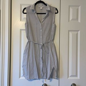 H&M STRIPED BUTTON DOWN COLLARED DRESS SIZE 10 NWOT